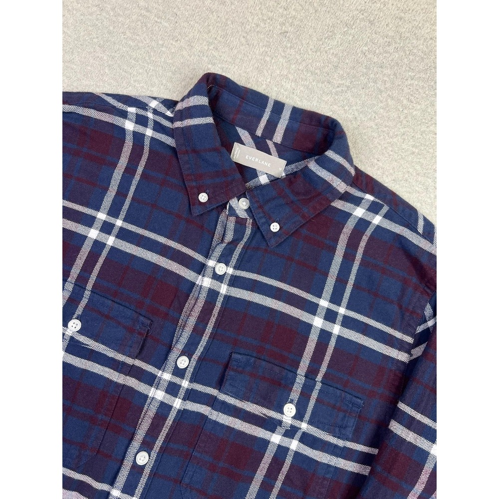 Everlane Shirt Mens‎ Medium Blue Plaid Flannel Long Sleeve Button Up Casual